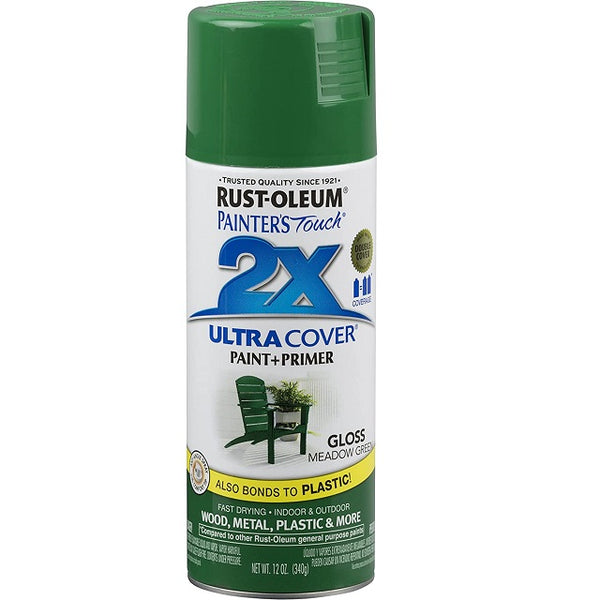 Rust-Oleum 249100 Painter's Touch 2x Ultra Cover Spray Paint, 12 oz, Gloss Meadow Green